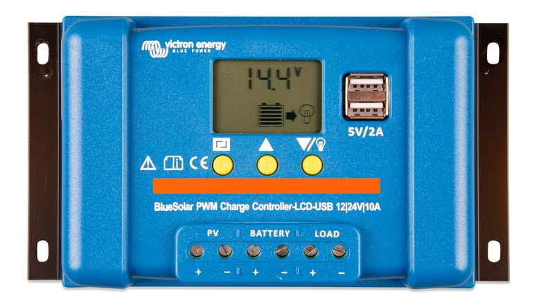 Solcellsregulator Victron BlueSolar PWM-LCD&USB 12/24V-10A