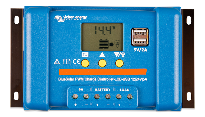 Solcellsregulator Victron BlueSolar PWM-LCD&USB 12/24V-5A